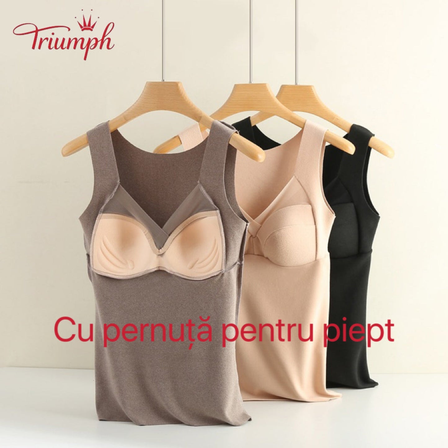 Triumph-Livrare Gratuită,Pachet de 3 Lenjerie Termică，Plus Catifea Tine de Cald，Super elastic，Cu Pernuță Pentru Piept