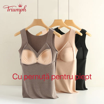 Triumph-Livrare Gratuită,Pachet de 3 Lenjerie Termică，Plus Catifea Tine de Cald，Super elastic，Cu Pernuță Pentru Piept