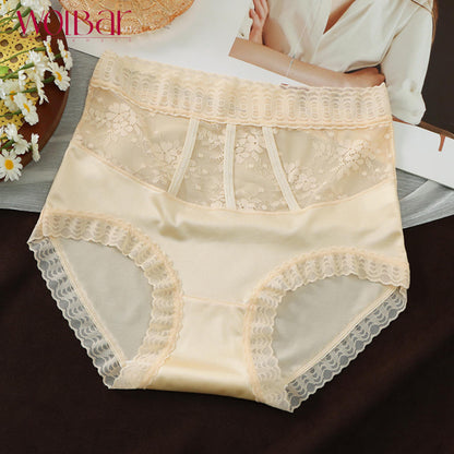 WolBar Chiloți de Dantelă de Damă - Set de 4，Căptușeală din Bumbac，45-90 kg și Peste