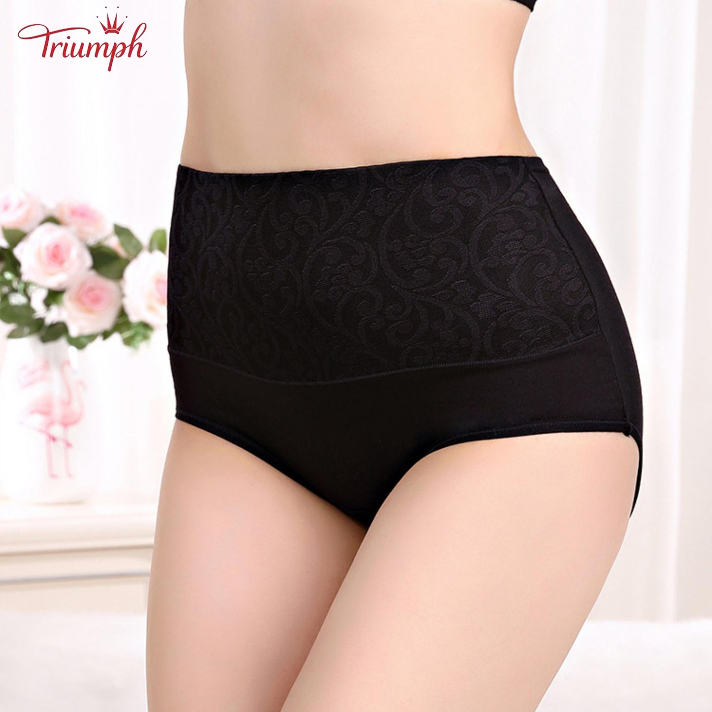 Triumph - Livrare Gratuită，Pachet de 4 Lenjerie Confortabilă，Suprafață Model Dantelă，Crotch din Bumbac cu Dublu Strat