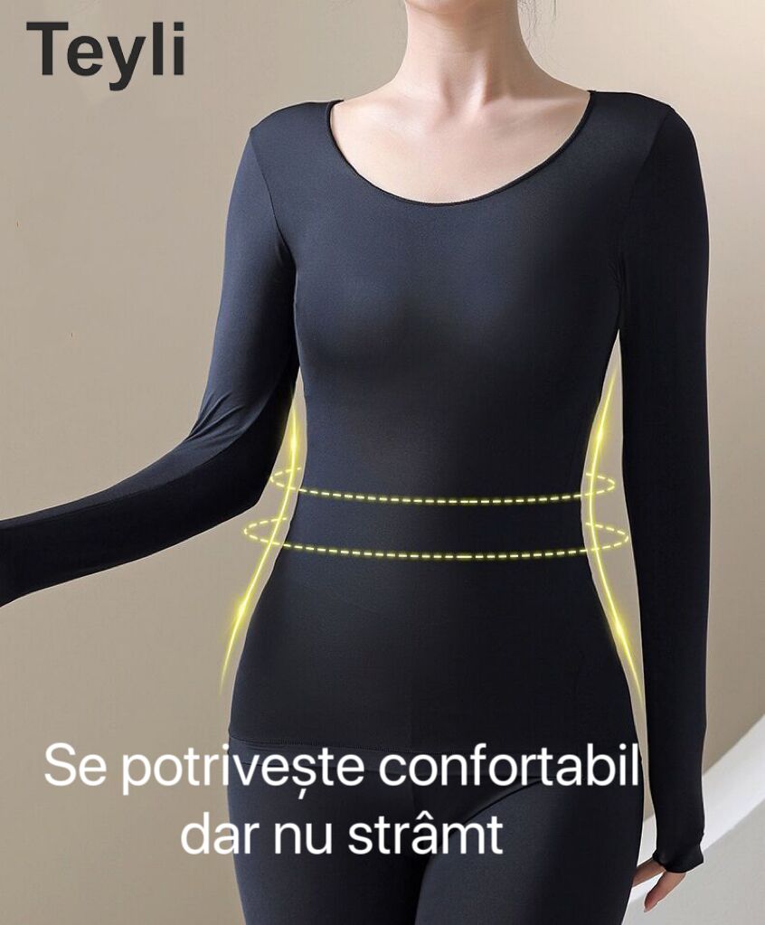 Teyli - Livrare Gratuită,Set de 3 Lenjerie Termică toamnă-iarnă，Conține acid Hialuronic Pentru înfrumusețarea pielii，Lenjerie Termică Extrem de Elastică, Ușoară, Stiințifică și Tehnică