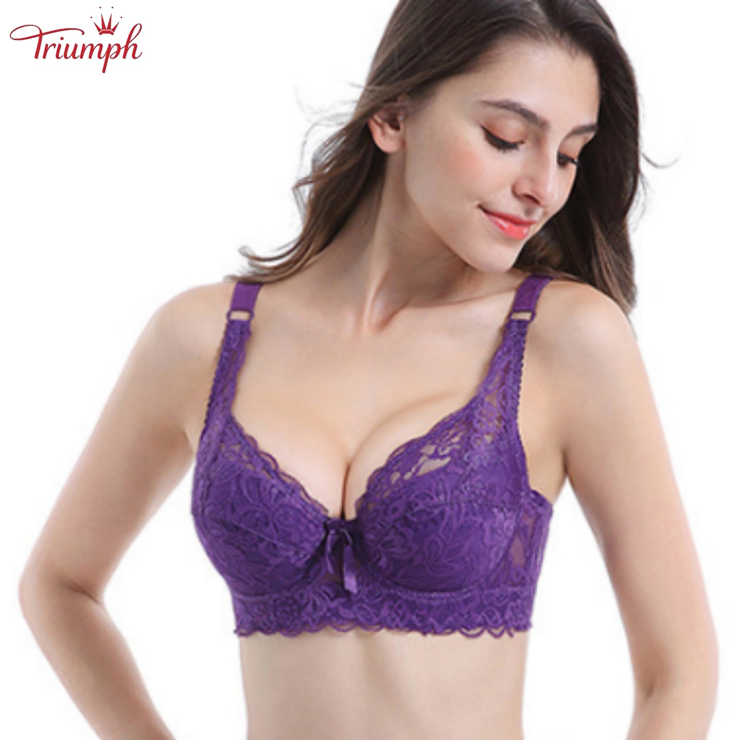 Triumph - Transport gratuit，Pachet de 3 Sutiene Push Up cu Dantela，Moale și Confortabil