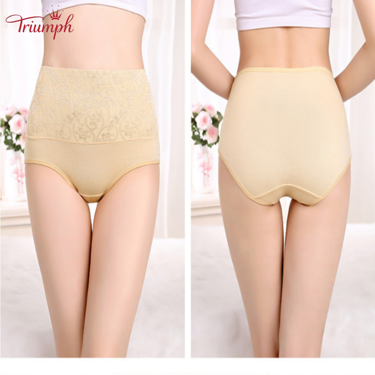 Triumph - Livrare Gratuită，Pachet de 4 Lenjerie Confortabilă，Suprafață Model Dantelă，Crotch din Bumbac cu Dublu Strat