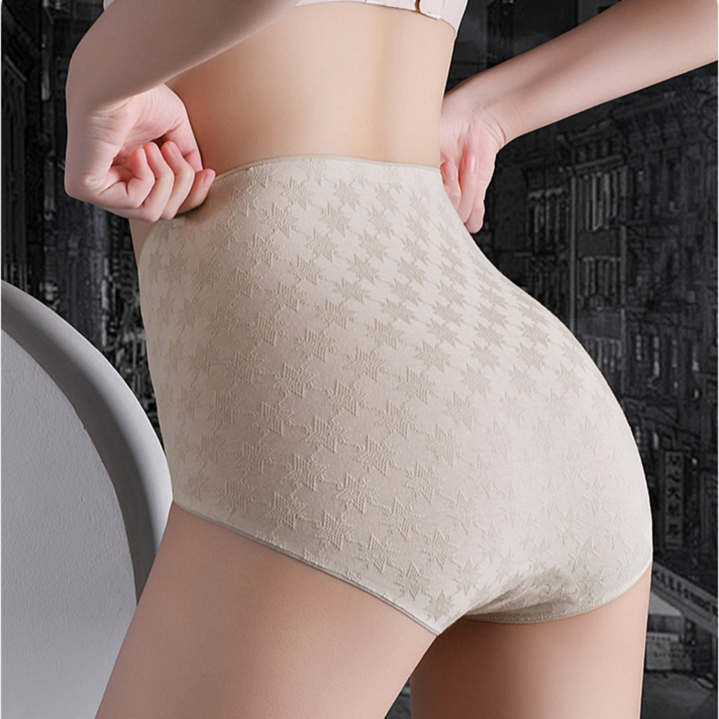 Triumph - Set de 4 Chiloți Premium Din Bumbac cu Talie înaltă, Cu Imprimeu Drăguț de Stea, Livrare Gratuită